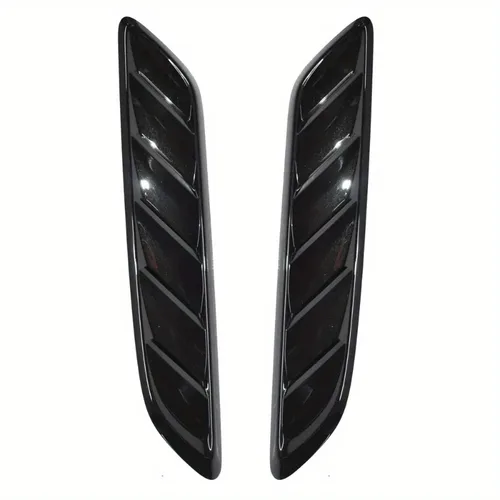 Imagen 2 del producto Revestimiento decorativo de cuchara de ventilación de flujo de aire lateral de capó delantero negro brillante apto para Chevy Silveryado