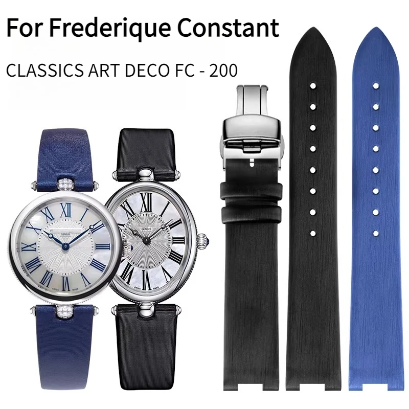 Correa de reloj de cuero genuino con textura satinada de seda para reloj original Frederique Constant CLASSICS ART DECO FC - 200 para mujer