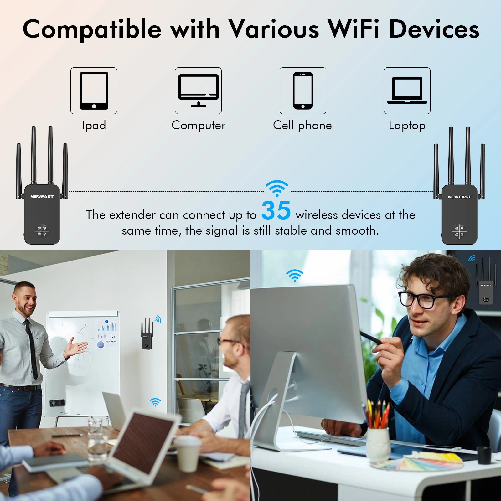 Imagem -05 - Extensor Repetidor Wifi com Tela Inteligente Amplificador de Roteador Repetidor de Sinal sem Fio wi fi Doméstico 2.4g e 5ghz 1200mbps