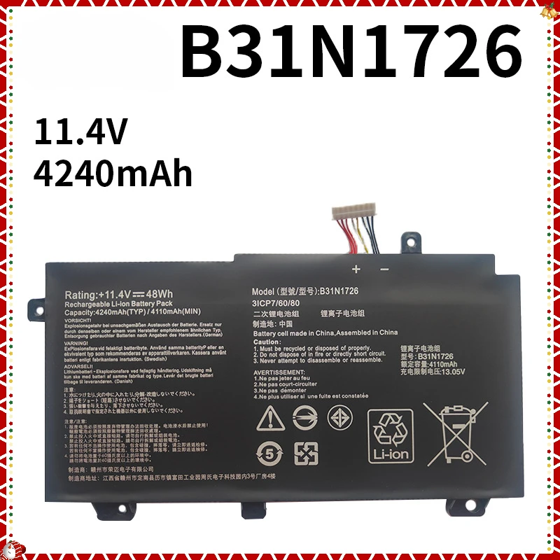 

B31N1726 Laptop Battery For Asus FX504GD FX504GM FX80GD FX80GM FX86FM FX86FE FX504GE FX505 TUF565GD TUF554G 11.4V 48WH