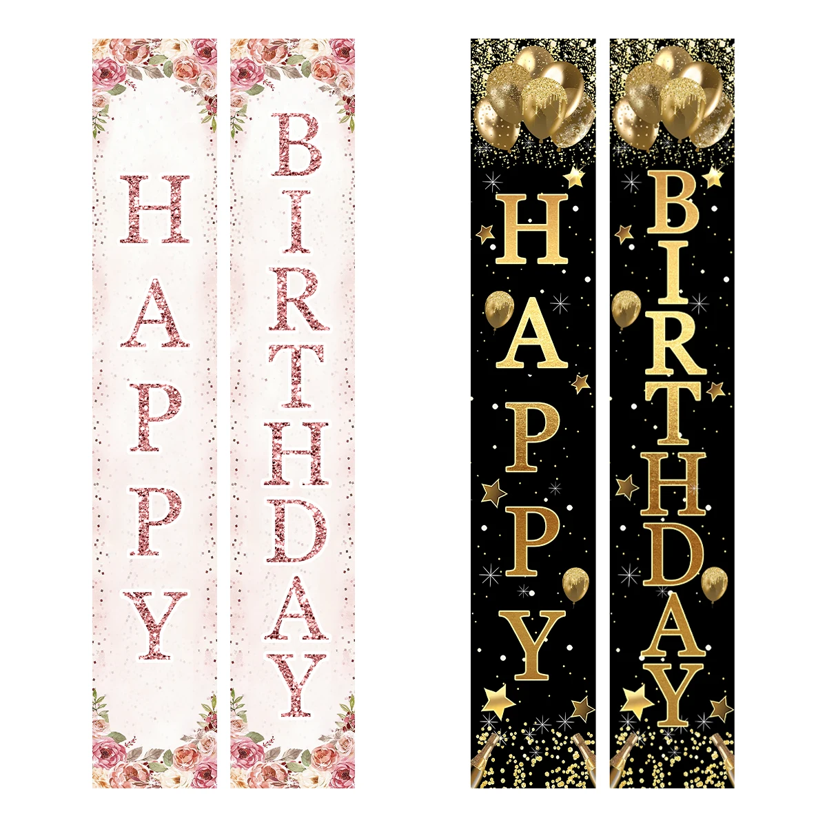 Rose Gold Happy Birthday Door Banner Birthday Hanging Banner Decor Birthday Party Decor Kids Adults Girl Party Supplies Favors