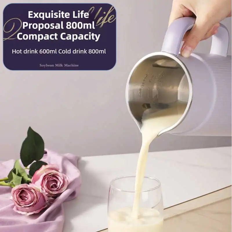 TINSOL 800 مللي صانع حليب الصويا متعدد الوظائف خلاط عالي السرعة عصارة كهربائية بدون فلتر صانع حليب الصويا 304 بطانة من الفولاذ المقاوم للصدأ