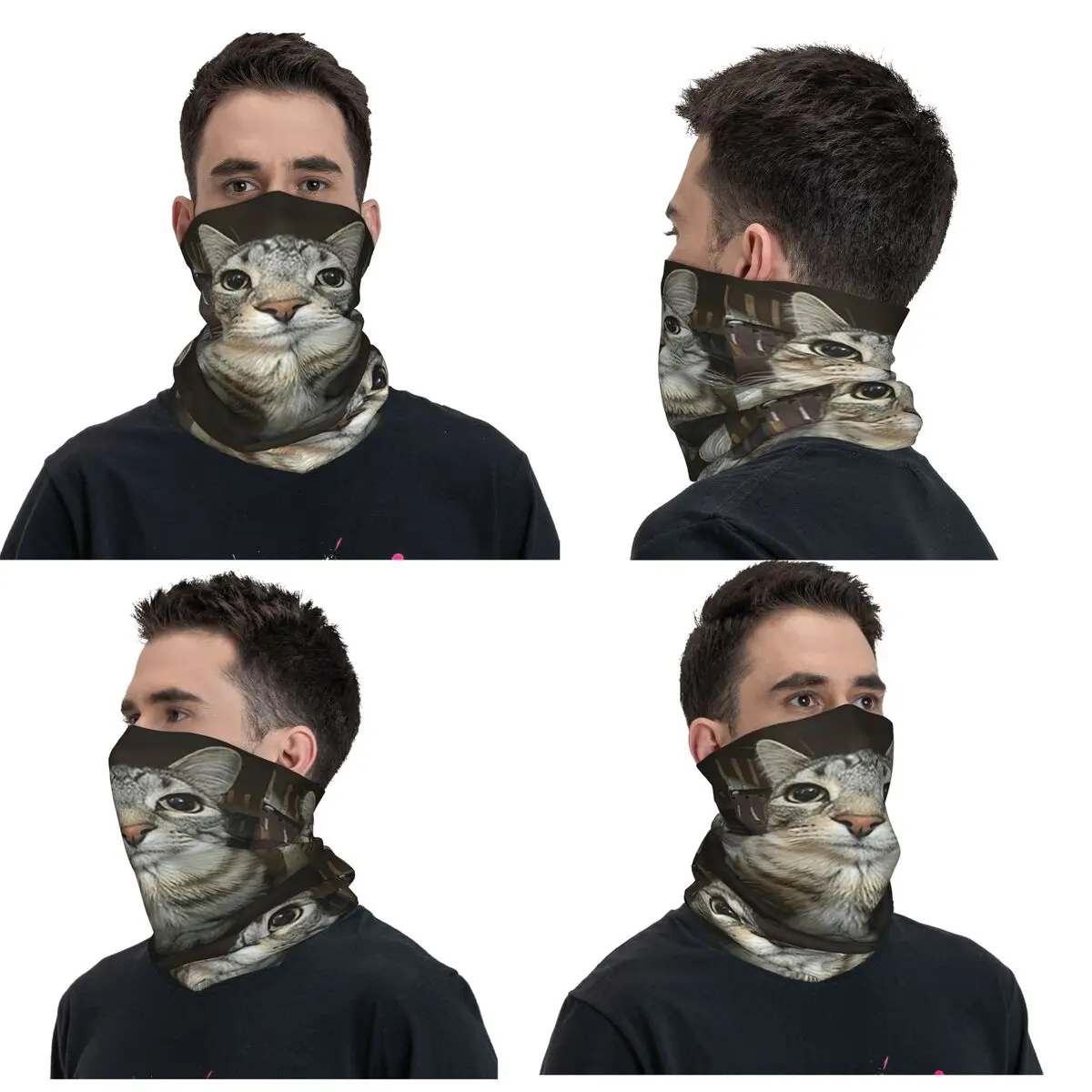 Cat Looking Directly At You Bandana Neck Cover Printed Wrap Scarf Warm FaceMask Outdoor Sports Unisex Adult Breathable