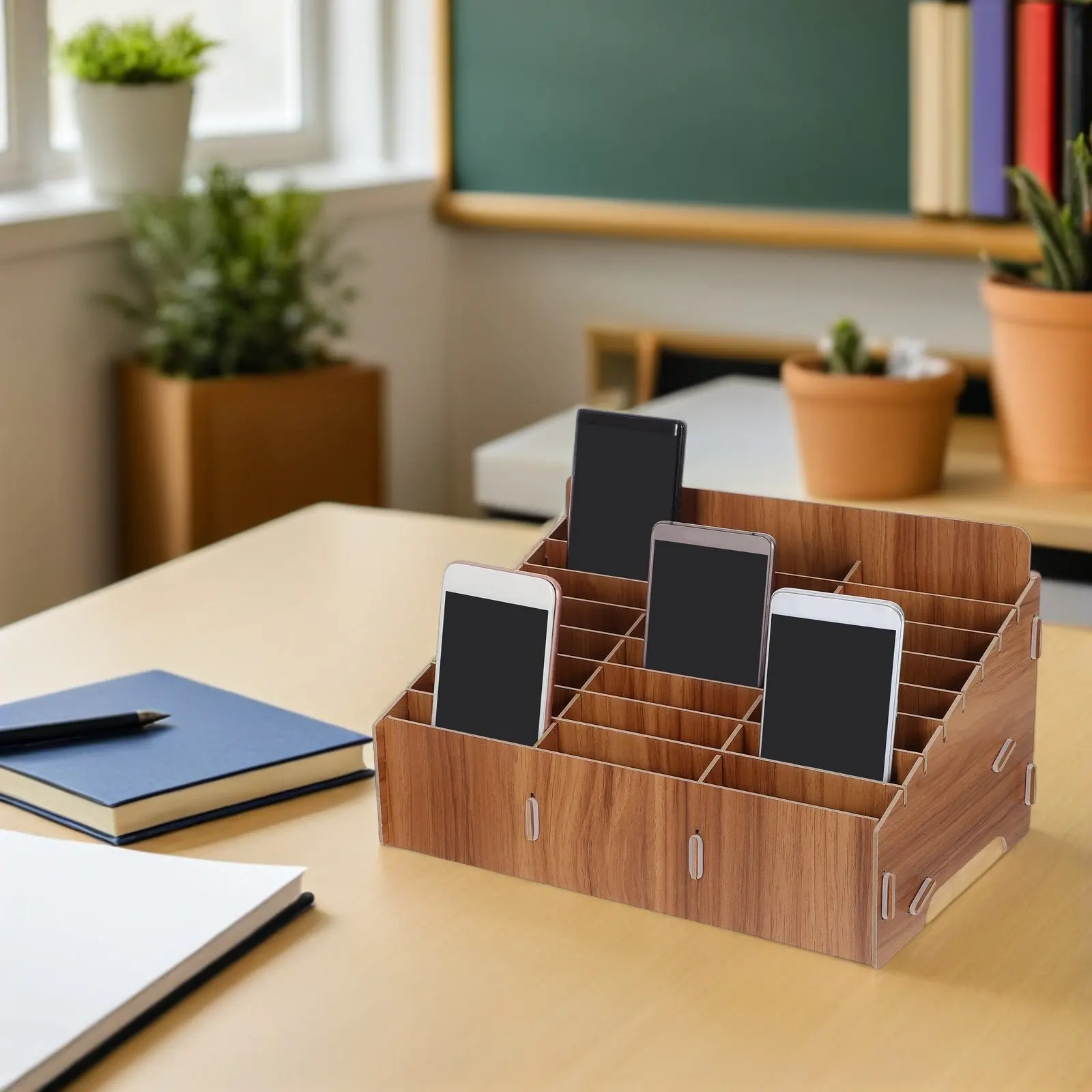 scatola-in-legno-per-cellulari-con-24-scomparti-organizzatore-da-scrivania-multi-griglia-per-sala-riunioni-e-gestione-oggetti-piccoli