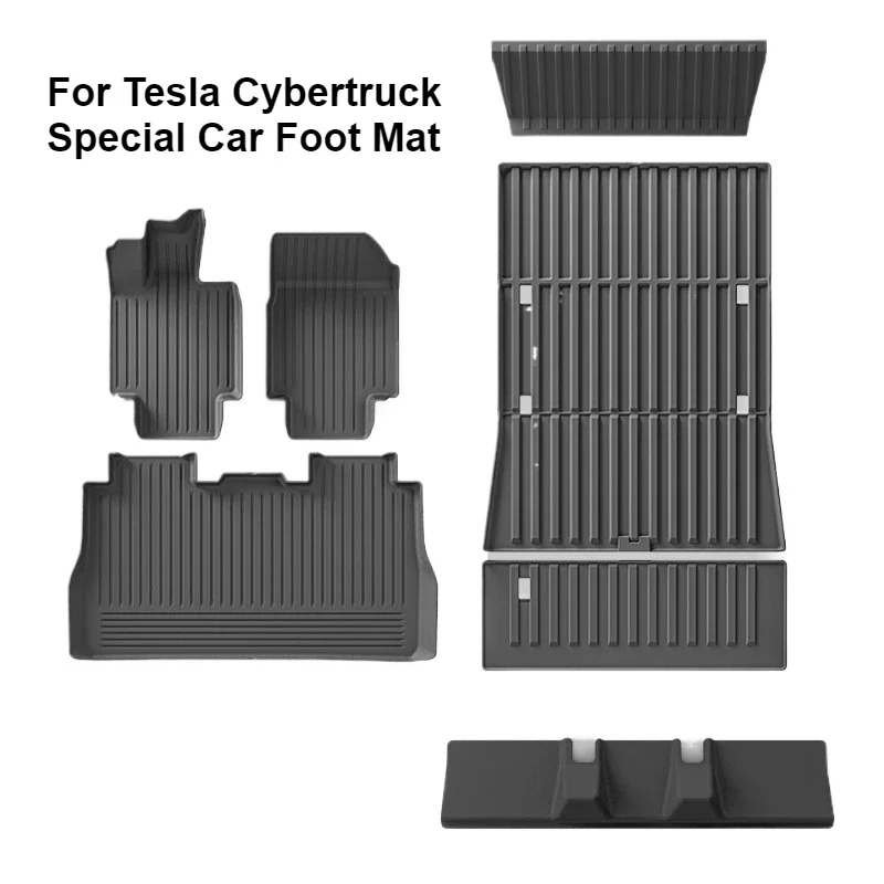 TPE Foot Floor Protective Mats for Tesla Cybertruck 2025 Special All Weather Waterproof Rear Trunk Cargo Liner Pads Accessories