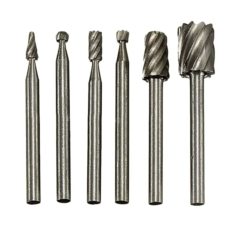 

6PCS HSS Rotary Multi Tool Burr Routing Router Bit Mill Cutter Attachment Compatible High Speed Steel Rotary Burr for Dremel