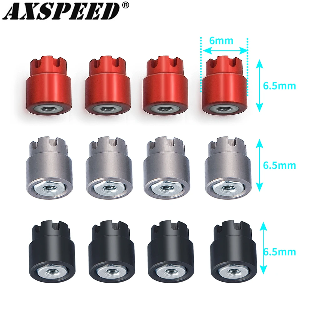 AXSPEED 4PCS M2 Wheel Nuts Cap Locking Hubs Hex Insert Lock Nut for 1/24 Axial SCX24 Deadbolt Jeep Gladiator Bronco Parts