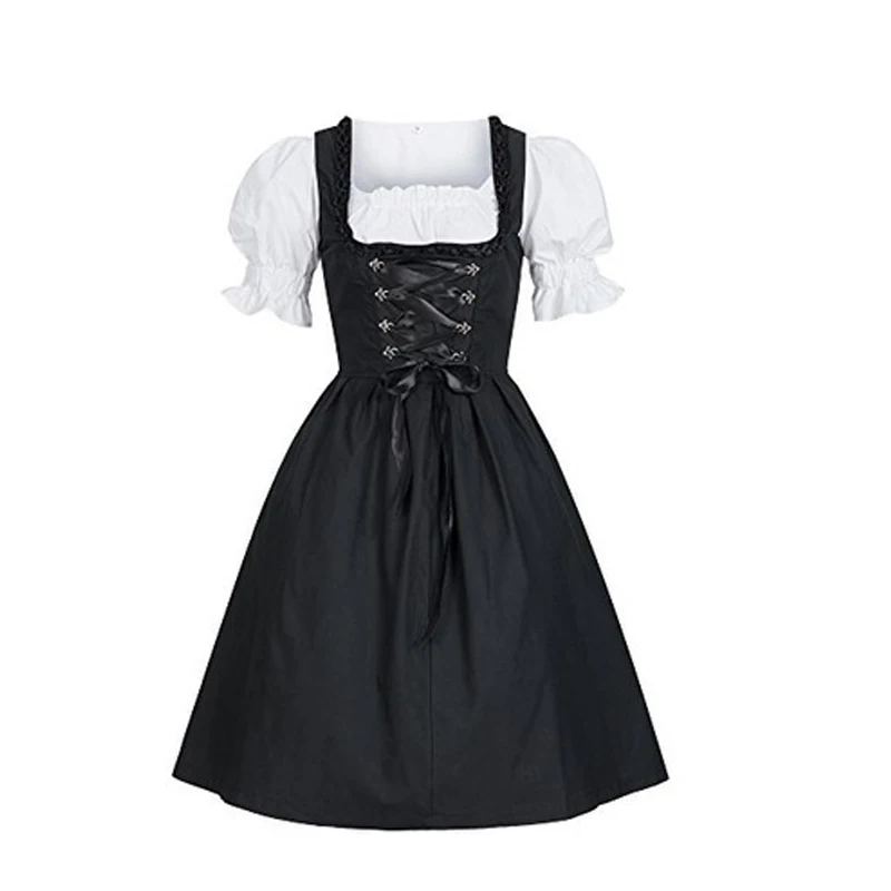 

German Ladies Beer Maid Dirndl Bavarian Oktoberfest Dress with Apron Costumes Party Halloween Fancy Dress Plus Size S-5XL