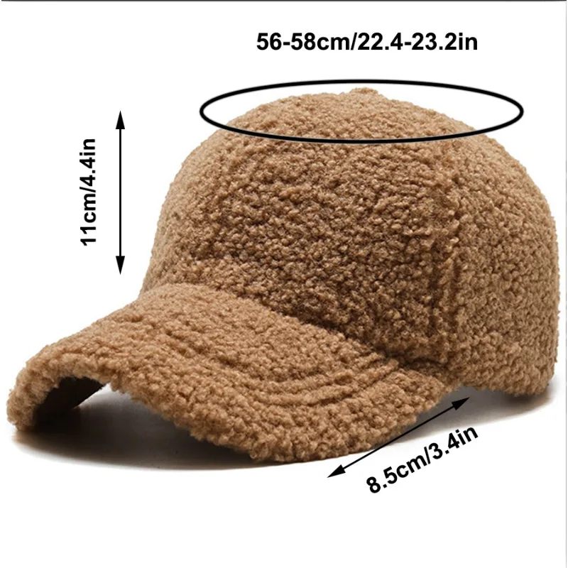 Winter Artificial Lamb Wool Solid Baseball Cap Women Men AutumnHats Keep Warm Cap Plush Baseball Caps Outdoor Sunshade Dad Hat