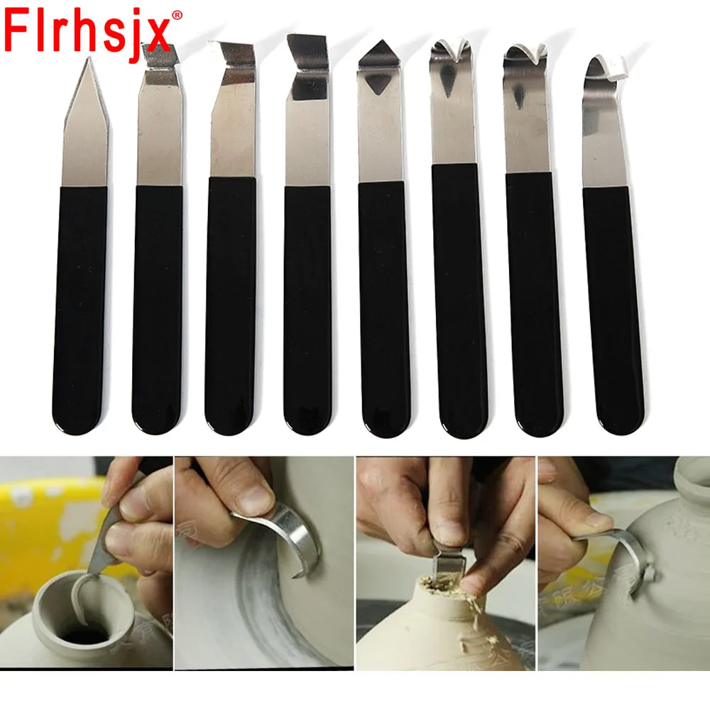 8pcs DIY Clay Carving Knife Clay Hand Tools Pottery Tools Stainless Steel Carving Shaping Knives Ceramic Tools Set Engraving