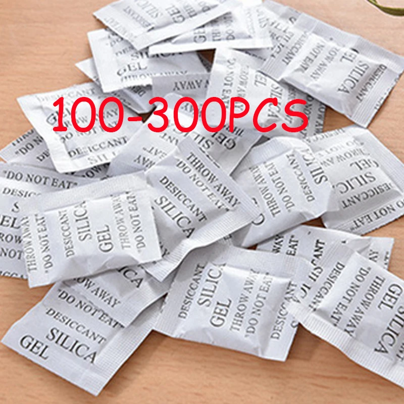 100-300PCS Packs Non-Toxic Silica Gel Desiccant Damp Moisture Absorber Dehumidifier For Room Clothes Food Storage Kitchen Tools