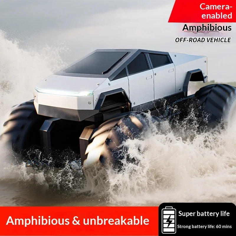 4DRC Amphibious Tesla RC Car 4WD Waterproof Off Road Remote Control Vehicle Land Water Beach Electric Toy For Adults