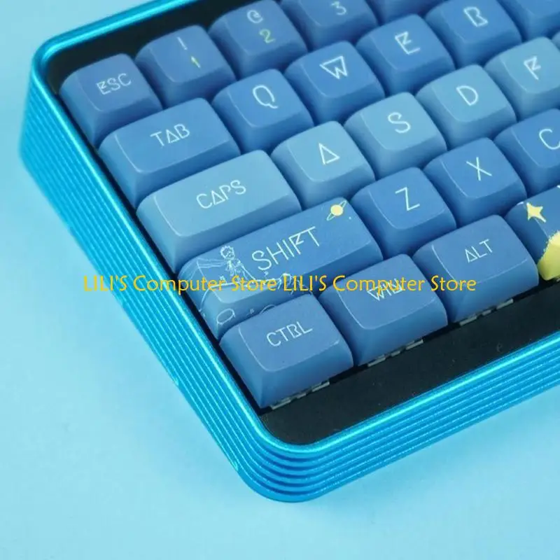 A52b Full 128 Keys Keycaps ، XDA Profile PBT Keycap ، Blue Swim Keys Caps