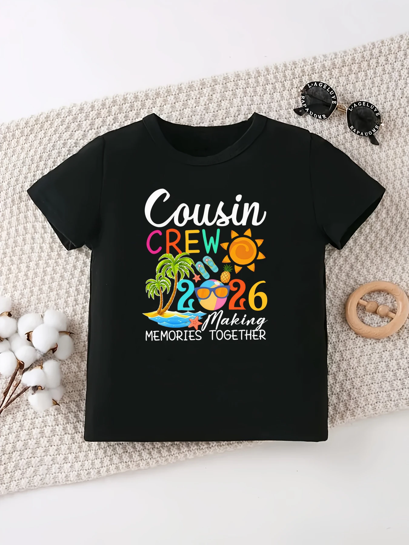 

Cousin Crew 2026 Making Memeories Together Printed T Shirt Girls/Boys Kawaii Kids Clothes Summer Holiday Travel T-Shirt