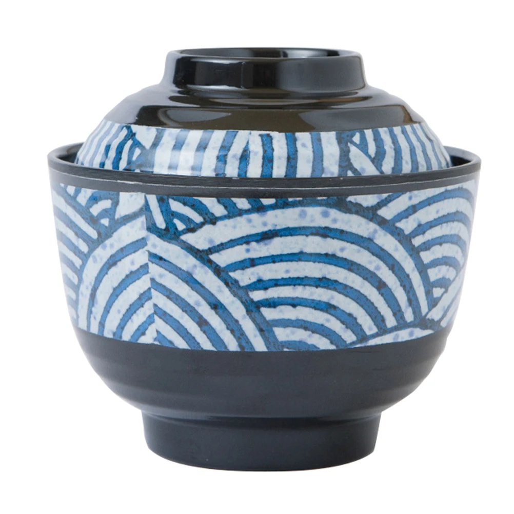 Soup With Lid Japanese Style Miso Thick Heat Resistant Fall Resistant Dustproof Ramen Small Restaurant Soup Bowl Kitchen Rice