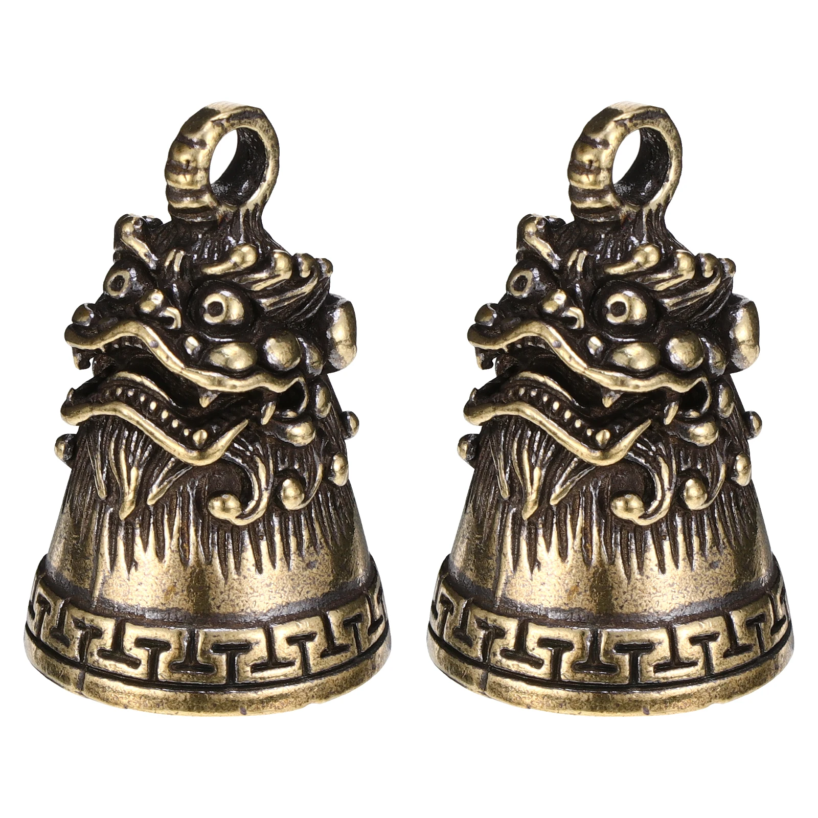 

2 Pcs Brass Keychain Hanging Bells Vintage Copper Statue DIY Wind Chimes Accessories