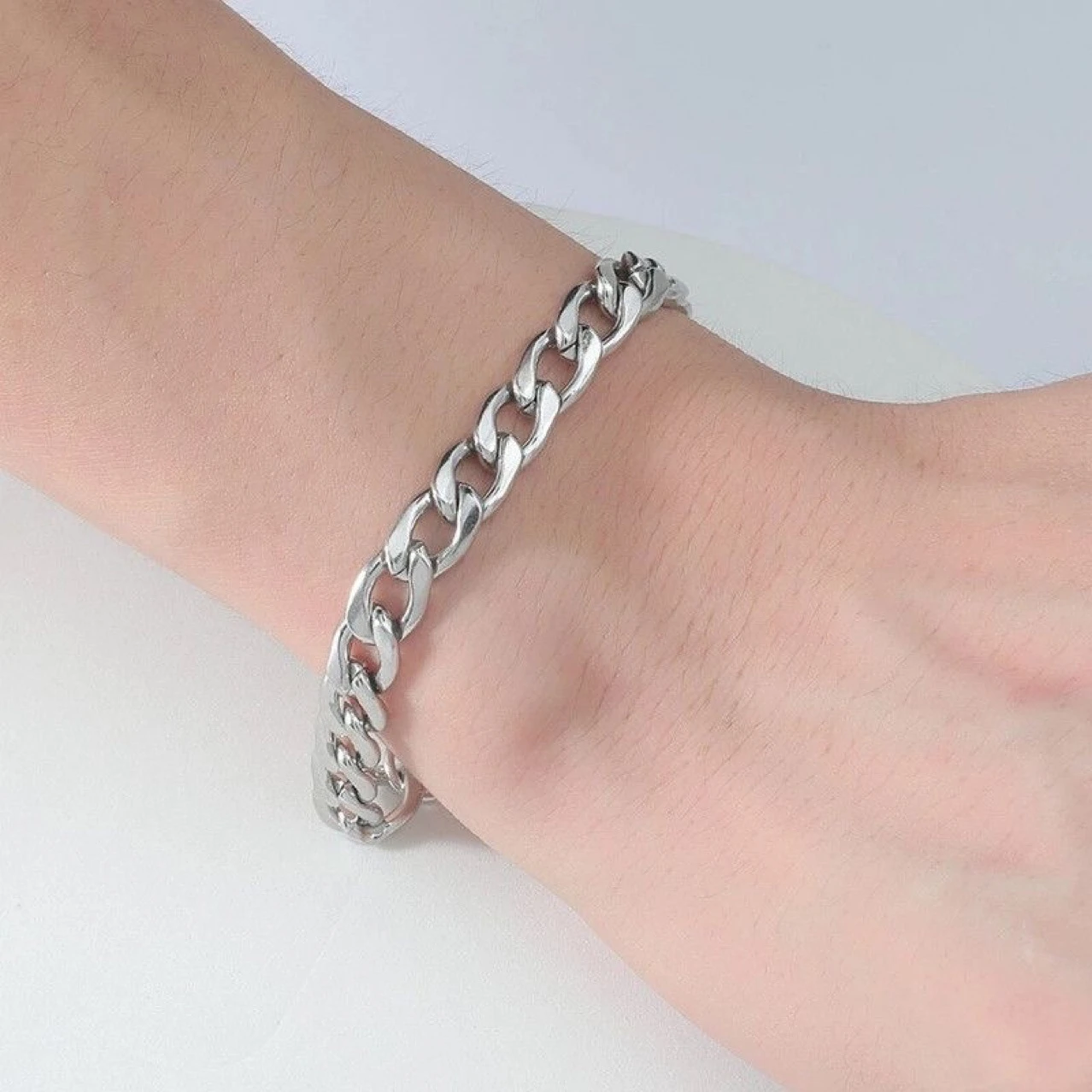 

Браслет из вермейля, цепочка-цепочка из нержавеющей стали в стиле Curb Cuban Link, для женщин и мужчин, ювелирные украшения на запястье, подарки.