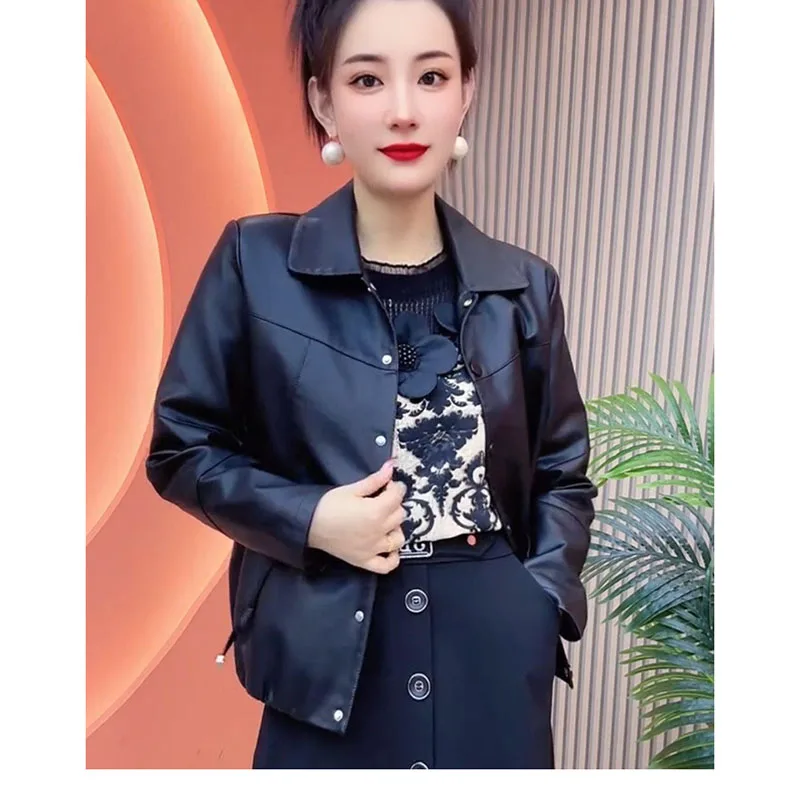 

Women Leather Jacket Spring Autumn New Female PU Leather Coat Fashion Women's leather Jacke Ladies short Leather Overcoat Coat