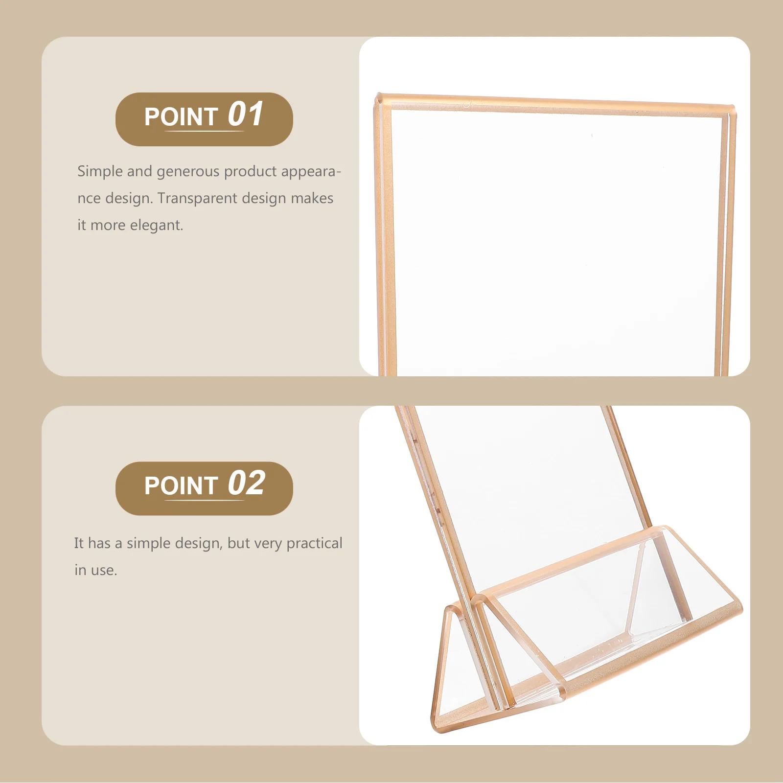 

2Pcs Acrylic Number Plate Table Sign Rack 4X6 5X7 Inch Golden Base DIY Stand Price Tag Menu Card Holder Display