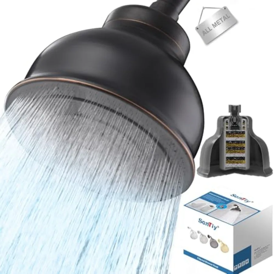 

Filtered Shower Head All Metal Shower Filter Head For Hard Water Removes Chlorine Improve Hair Skin Adjustable High Pressure Wa