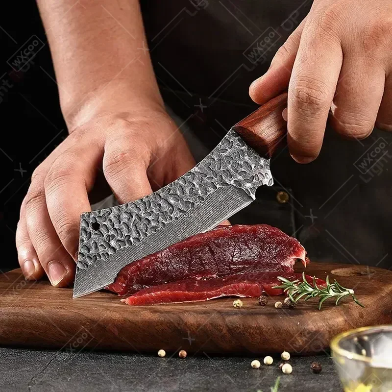 WXCOO Handmade Forged Cooking Knives Meat Cleaver Butcher Knife Stainless Steel Kitchen Knife Wooden Handle Kitchen Supplies image 2