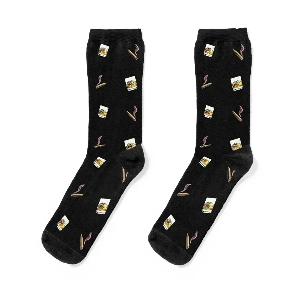 Cigar and Whiskey Socks Thermal man winter sport fashionable Stockings compression Girl'S Socks Men's