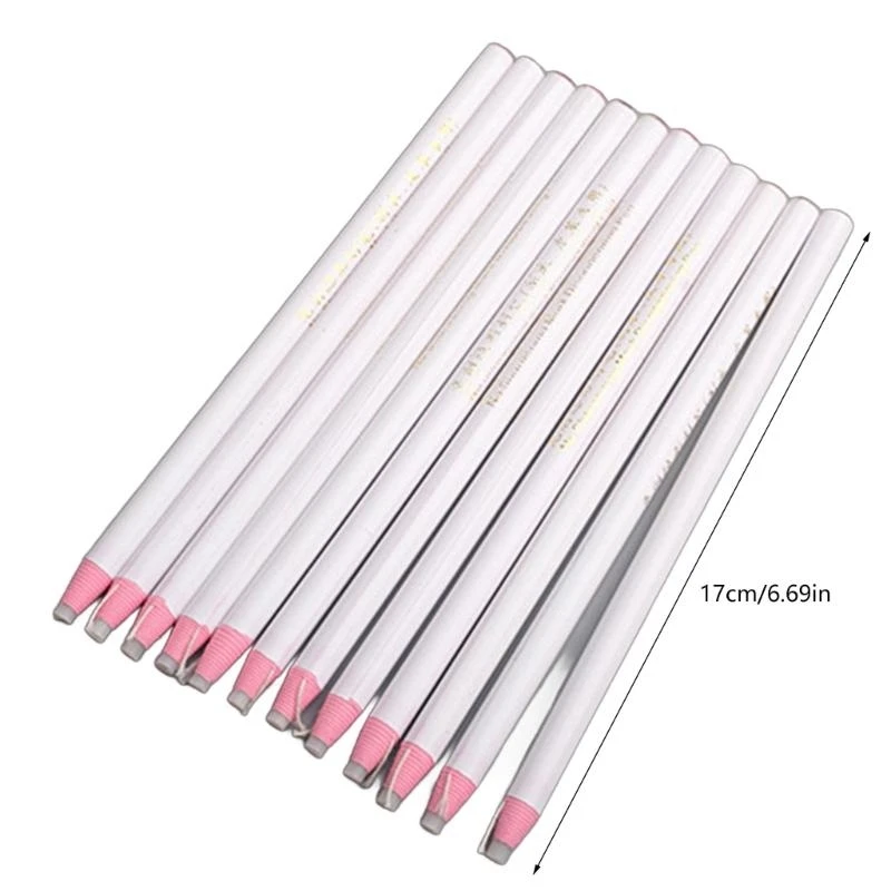 W89C 12pcs خياطة قلم رصاص لا شحذ النسيج الأبيض قلم رصاص قلم رصاص أقلام أقلام رصاص خياط لأداة علامات الجلود
