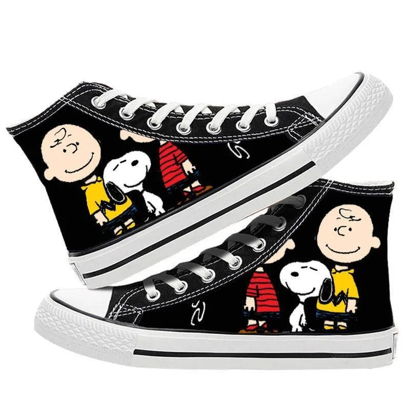 Snoopy peripheral spring and autumn thin high-top breathable canvas shoes for men and women retro trendy casual cloth shoes