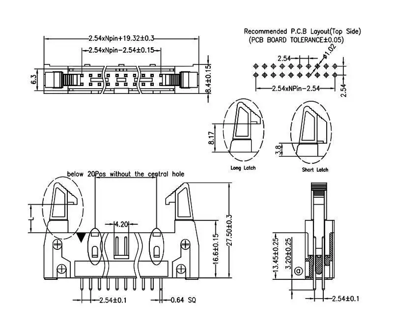 5 Stück DC2 Bullhorn-Steckverbinder 2,54MM Gerade Stifte DC2-10P/8/14/16/20/40/64P Haken mit Schnallenstiften – Detail 1