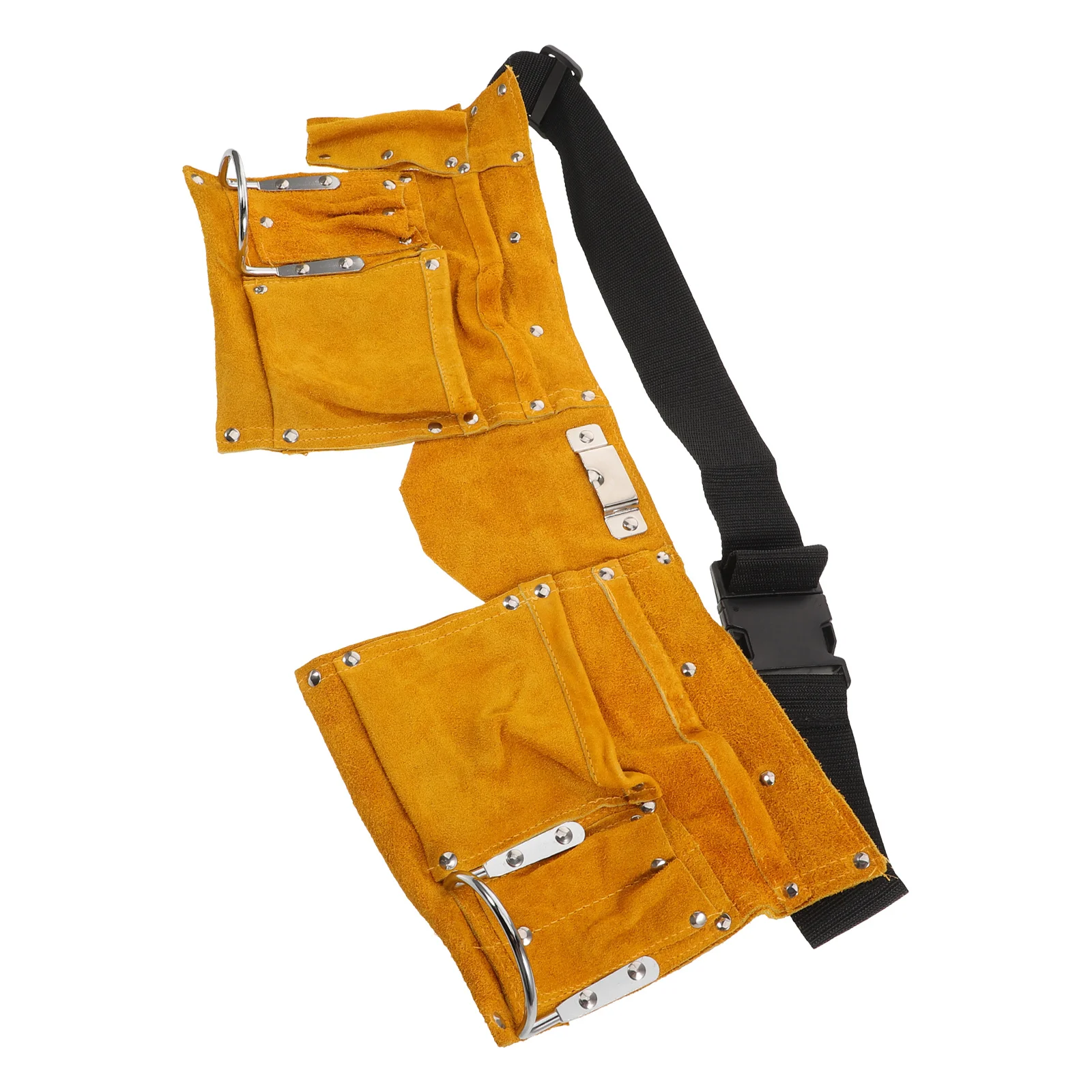 حزام حقيبة أدوات الكهربائي، حزام عمل متين مع حقيبة تخزين مزدوجة، منظم خصر بسعة كبيرة للميكانيكا