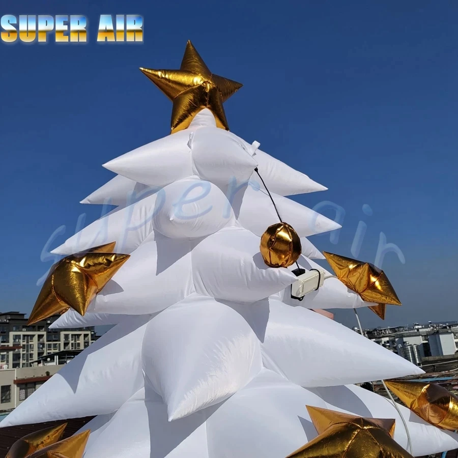 Hign-quality oxford cloth inflatable white Christmas tree for Christmas activities snowman winter yard decoratio