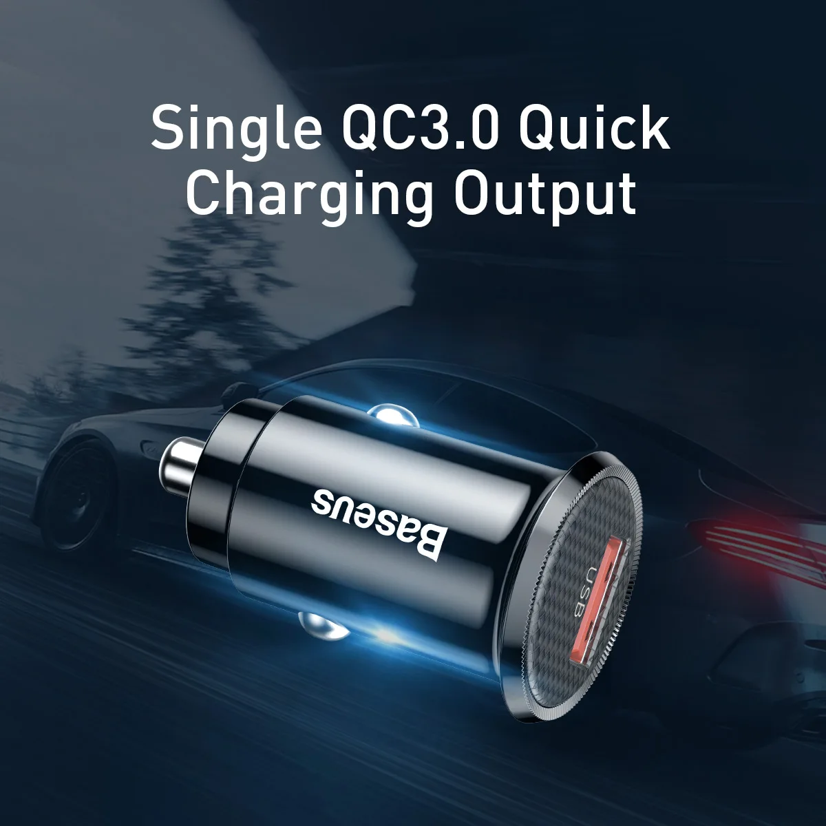 Baseus 18W Car Charger USB A Mobile Phone Charger Metal Car Charging QC3.0 Quick Charge For iPhone Samsung Huawei