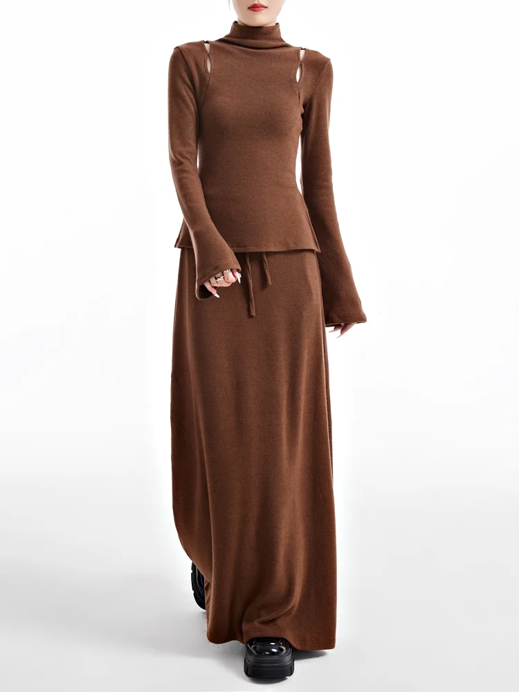 

Trendy A-Line Skirt with Dstring for Women Autumn Winter Faion Slimming Personali Match All Ladies Casual Commute