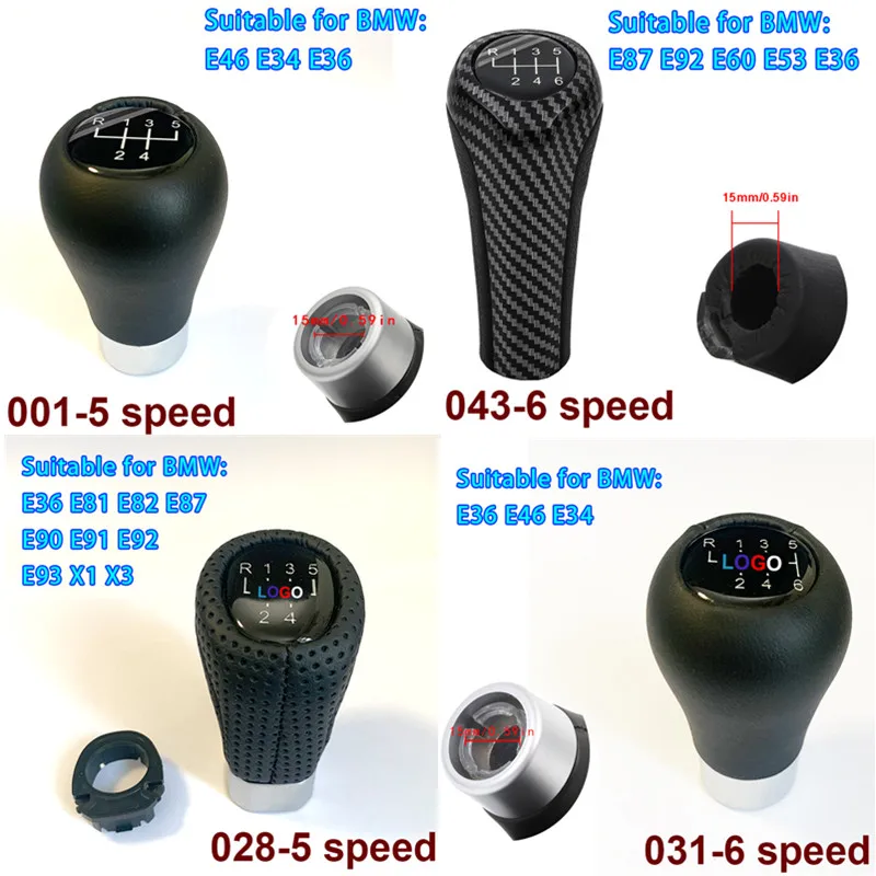 

BMW E34 E36 E46 E53 E60 E81 E82 E87 E90 E91 E92 E93 X1 X3 X5 Transmission 5-speed/6-speed Shift Button BMW Models Shift Knob