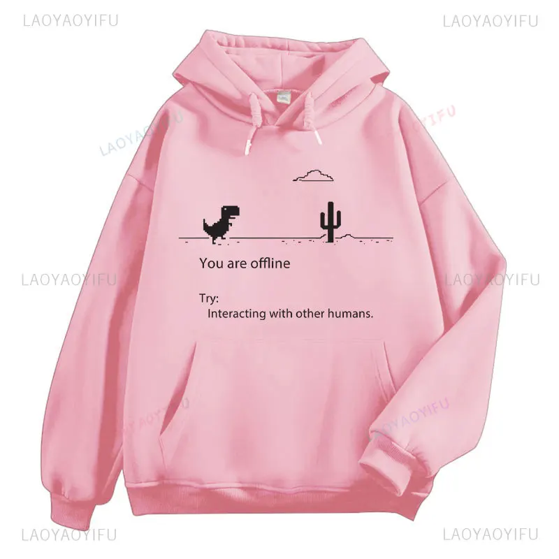 Retro Dinosaur Pink Thick Harajuku Sweatshirt Hip Hop Korea Women Cheap Clothing Hoodies Winter Lovers Wild Personality Tops