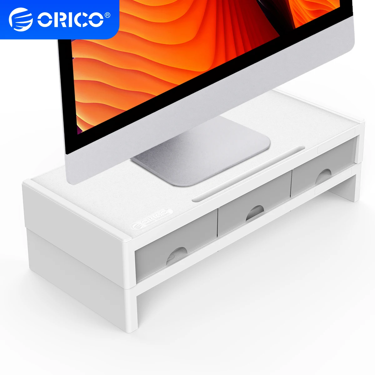 

ORICO Computer Desk Bracket Laptop Holder Monitor Stand Riser with 3 Drawer Storage Box organizer for Home Office Laptop PC