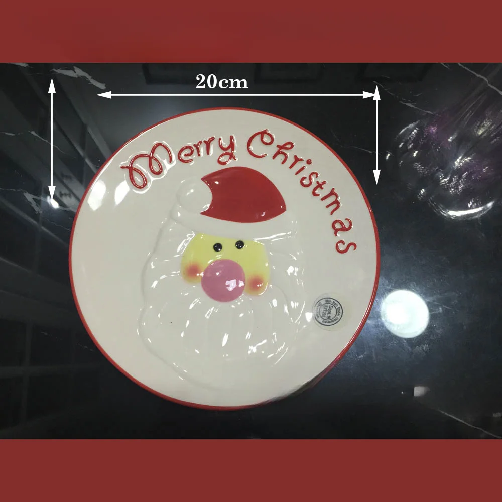 Christmas candy plate cracked ceramic snowman plate ornament