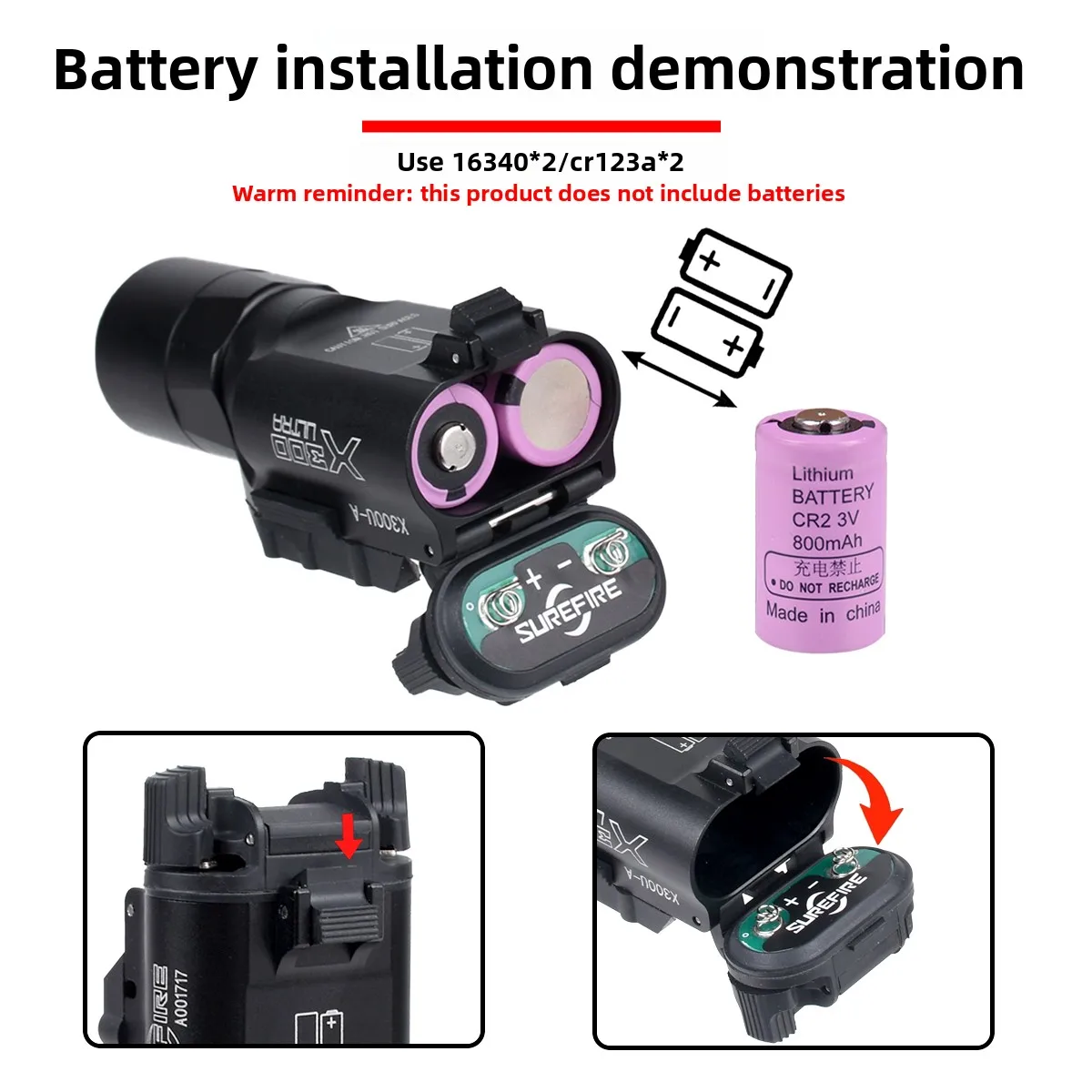 Tactical LED Light Surefire X300 X300U Ultra X300V XH35 X300UH-B Fit 20mm Rail Hanging Hunting Flashlight For Glock 17 Light