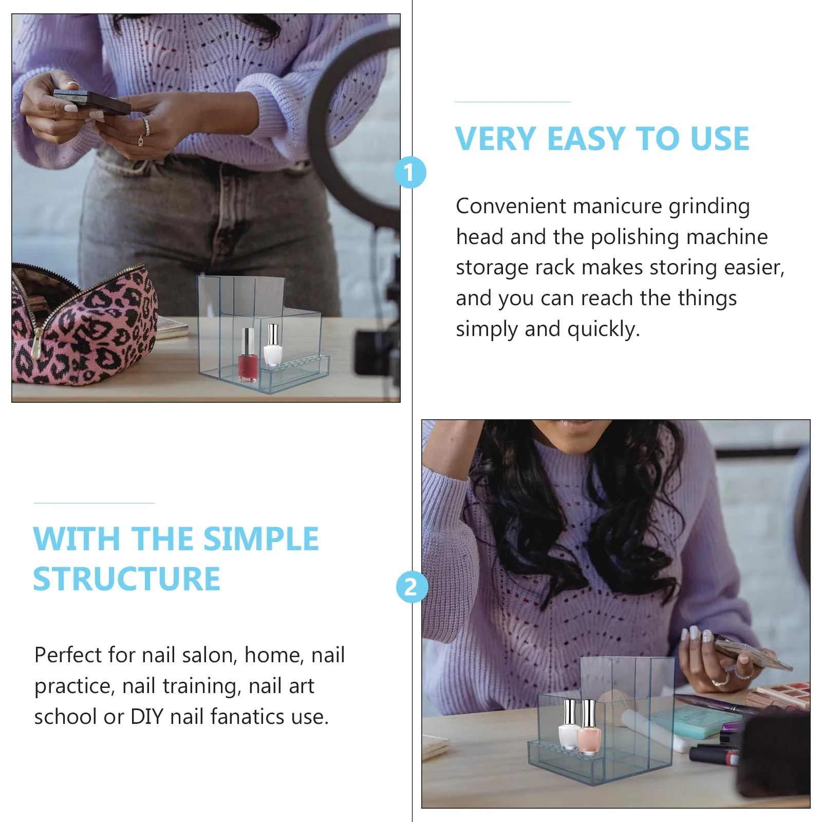 

Plastic Nail Polishing Machine Holder Portable Grinder Storage Box Display Stand Drill Rack Salon Supply Nail Practice Training