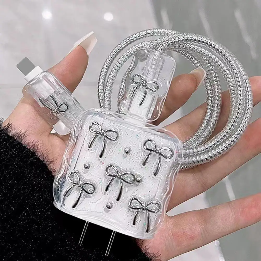 Защитный чехол для iPhone, 20 Вт, USB-C, зарядный кабель, 3D-бантик, адаптер питания, зарядное устройство, защитный чехол, защита для зарядного шнура