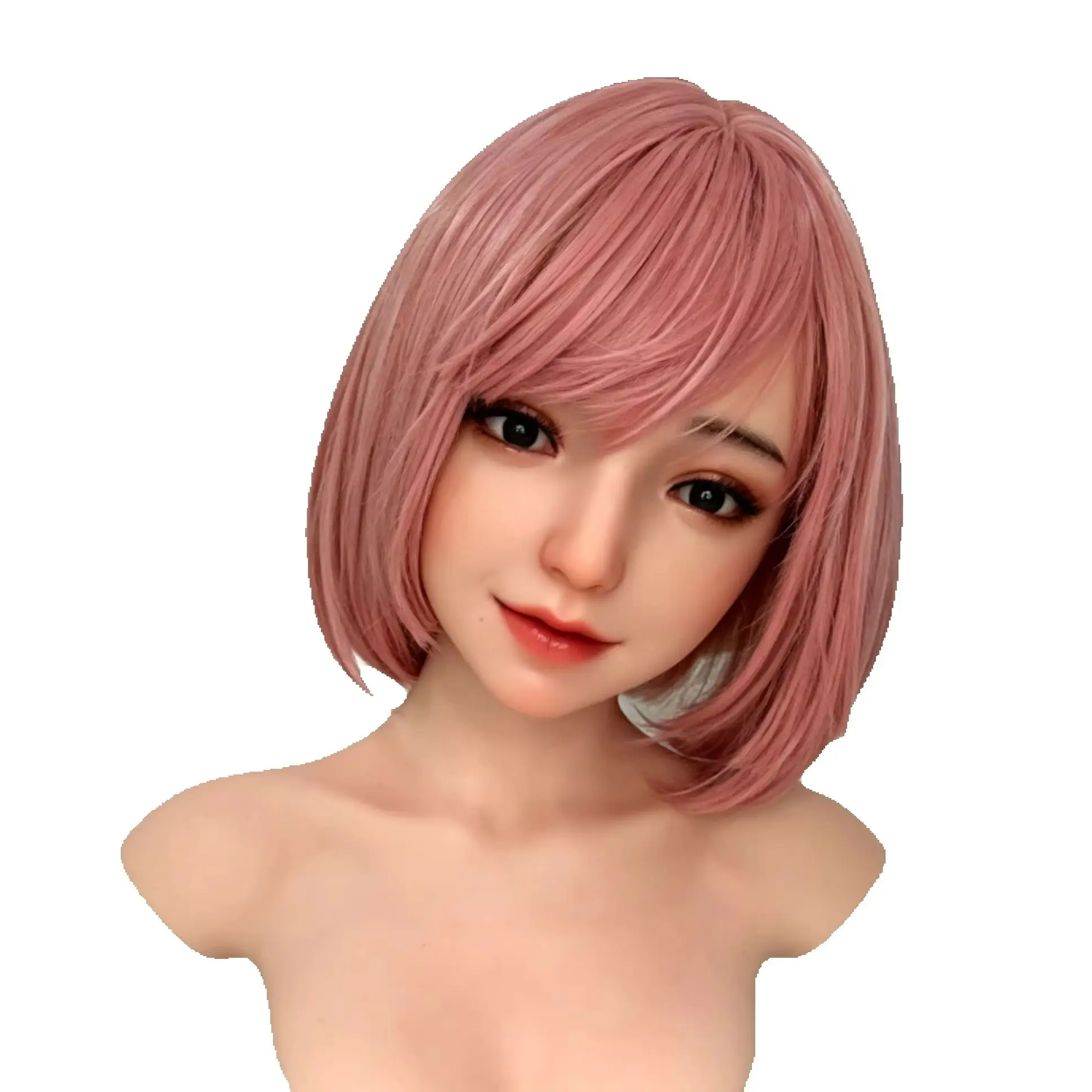 TPE material female doll head with realistic makeup, adult 18