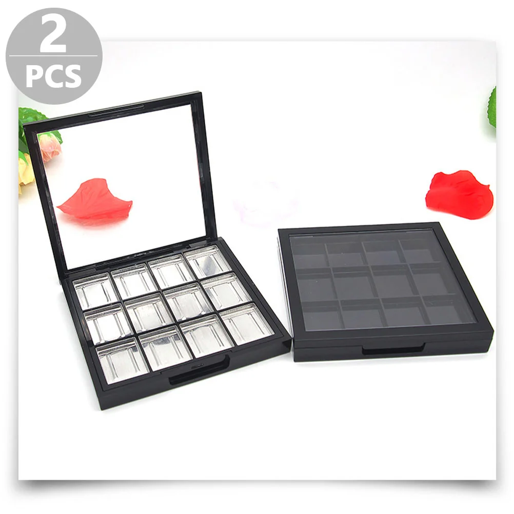 2 Pcs Empty Eye Shadow Box Blusher Tray Makeup Organizer Container Compartment Eyeshadow Case Travel