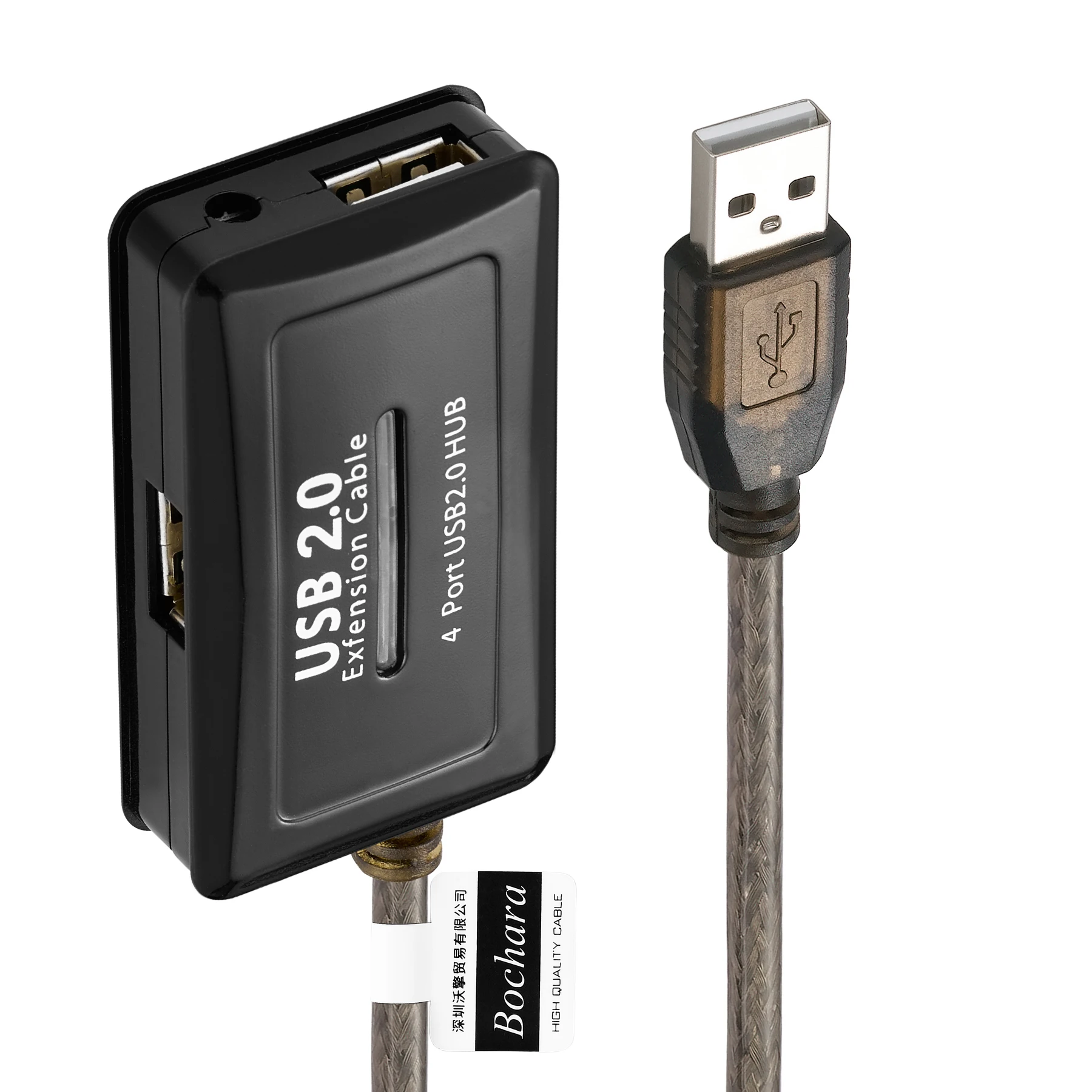Bochara USB 2.0 4Ports HUB Extension Cable Male to Female Foil+Braided Shielded Built-in IC Chipset Dual Shielded 5M 10M