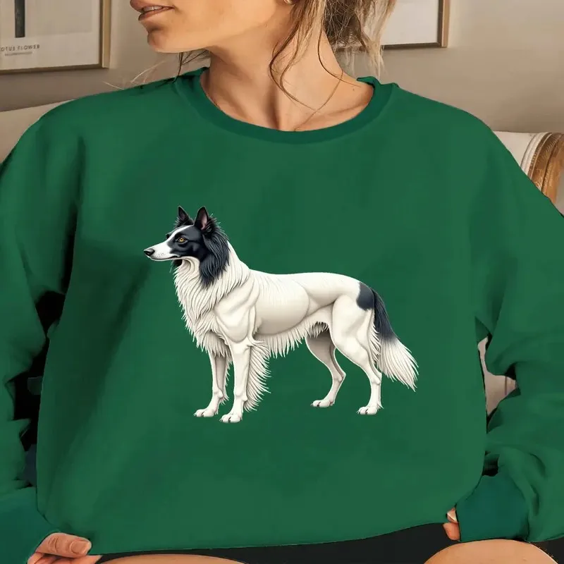 

Осенне-зимняя одежда больших размеров, женский свитшот большого размера, женский борзой, собака с иллюстрацией, с круглым вырезом, дышащий Y2k