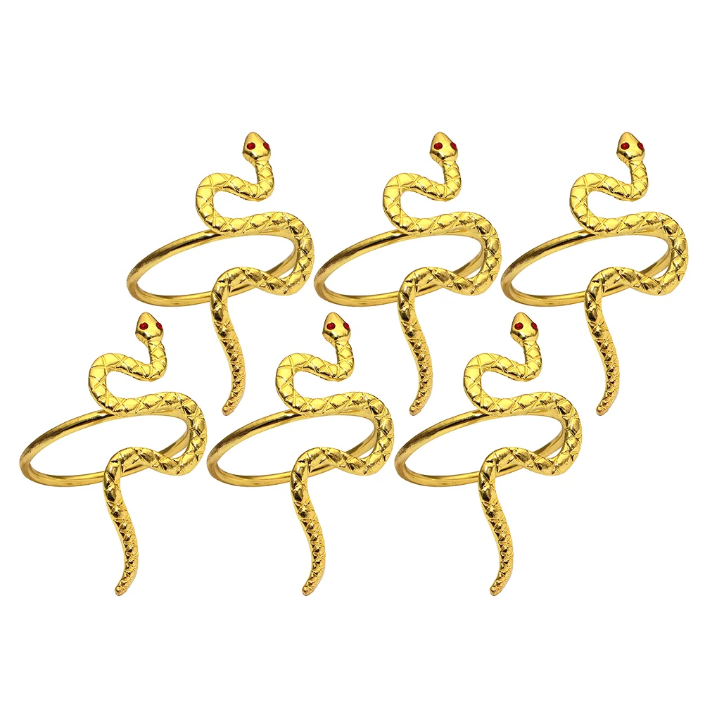 

6 Pcs Animal Year of The Snake Napkin Ring Celebration Rings Alloy Festive Holders Golden Accessories 2025 Holiday Banquet