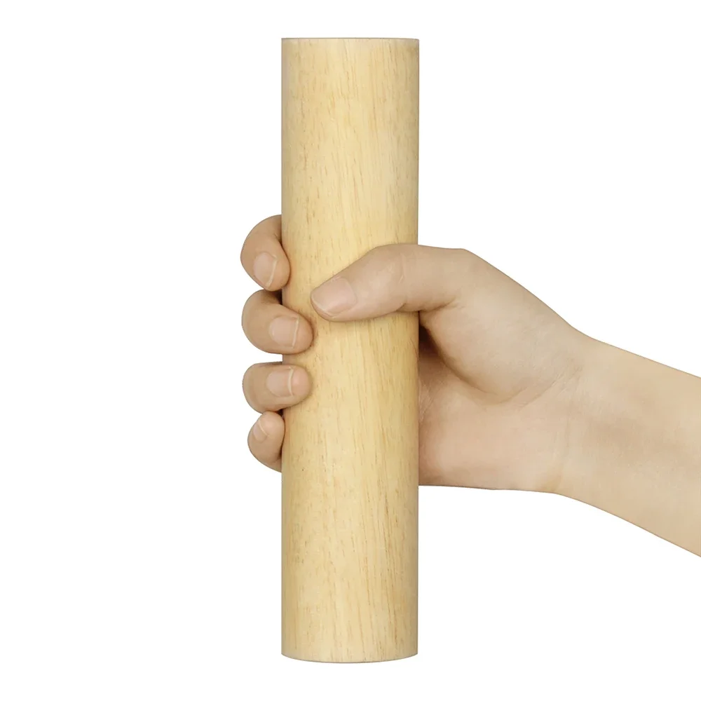 Rubber Wood Round Sand Barrel Percussion Instrument – Natural Wooden Cylinder Sand Shaker for Rhythm Party Entertainment