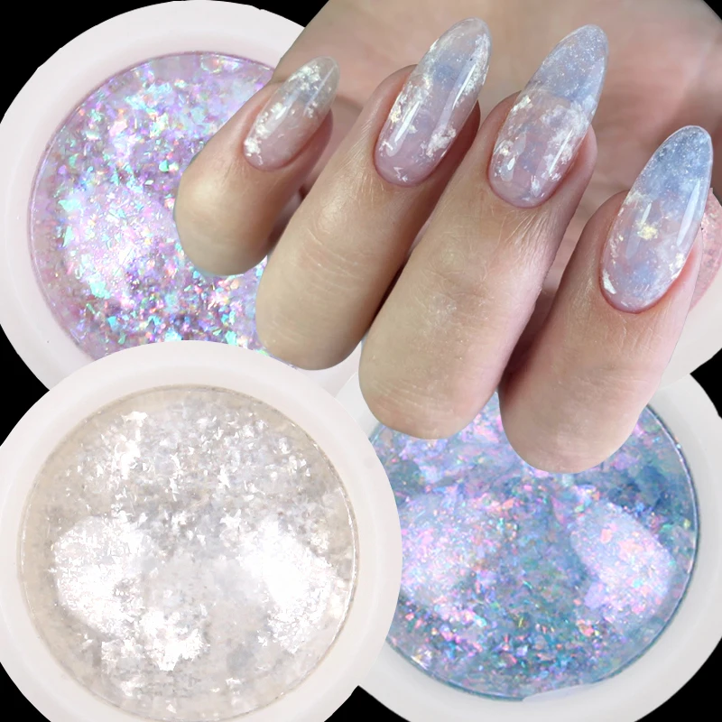 Nail Powder Sequins Holographic Glitter Color Nail Acrylic Powder Chrome Powder Mermaid Aurora Sequins Mirror Nail Decorations