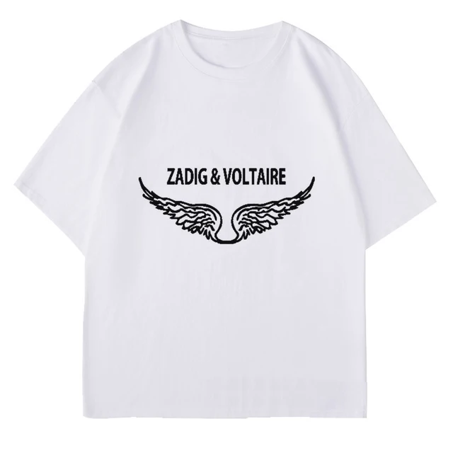 Z-voltaire Zadig Printed Women T-shirt Plus Size Casual Short Sleeve Y2k Fashion Brand Harajuku Kid Top Tees Men Tshirt