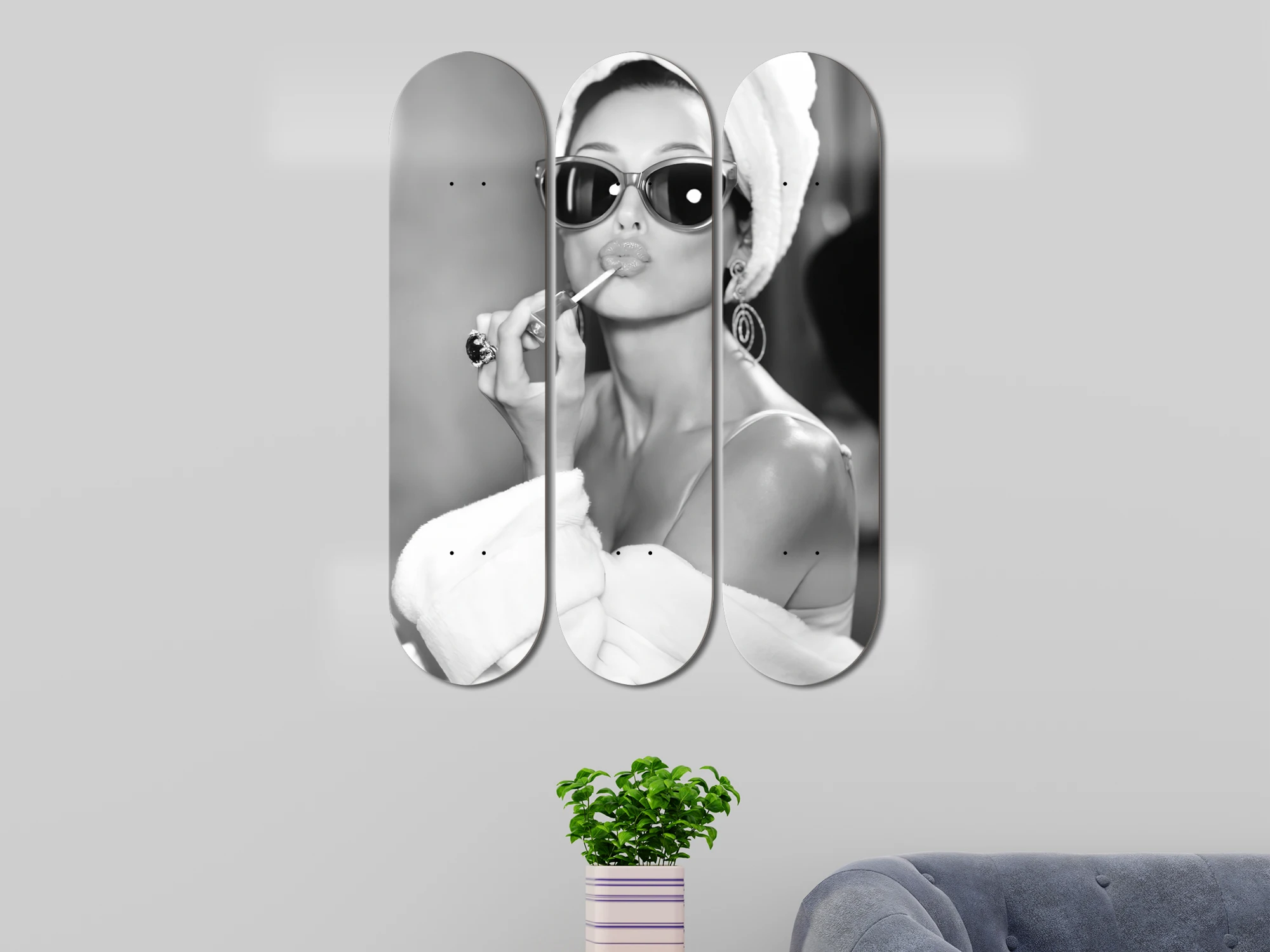 Set of 3pcs Fashion Sexy Lips Art Skateboard Wall Art 7-layer Maple Decoration Skateboard Furnish and Decorate for Home Decor