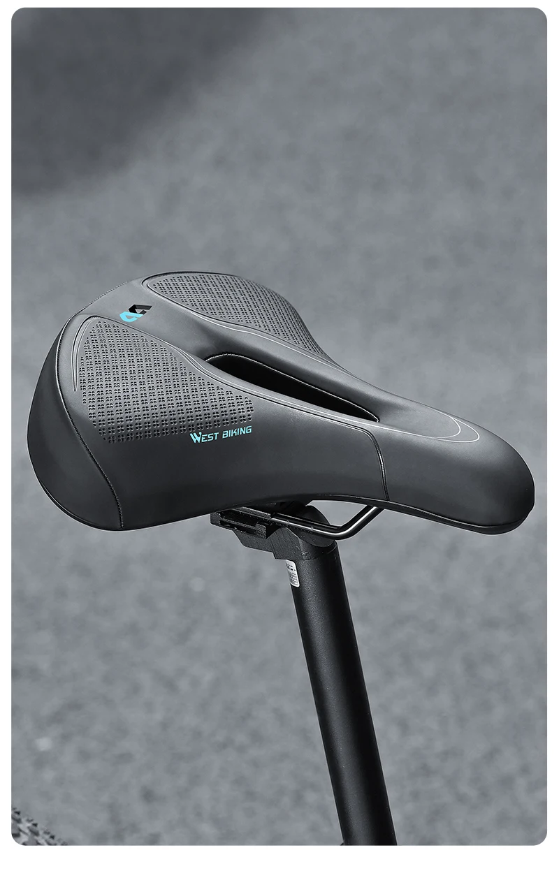 WEST BIKING MTB Fahrradsattel mit Federdämpfung, hohl, belüftet, rutschfest, PU-Polster, atmungsaktiv, für Radfahren – Detail 12